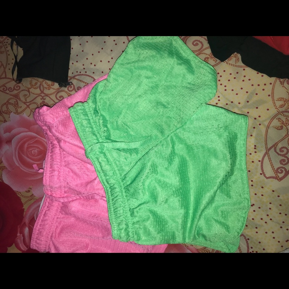 Pink and green shorts